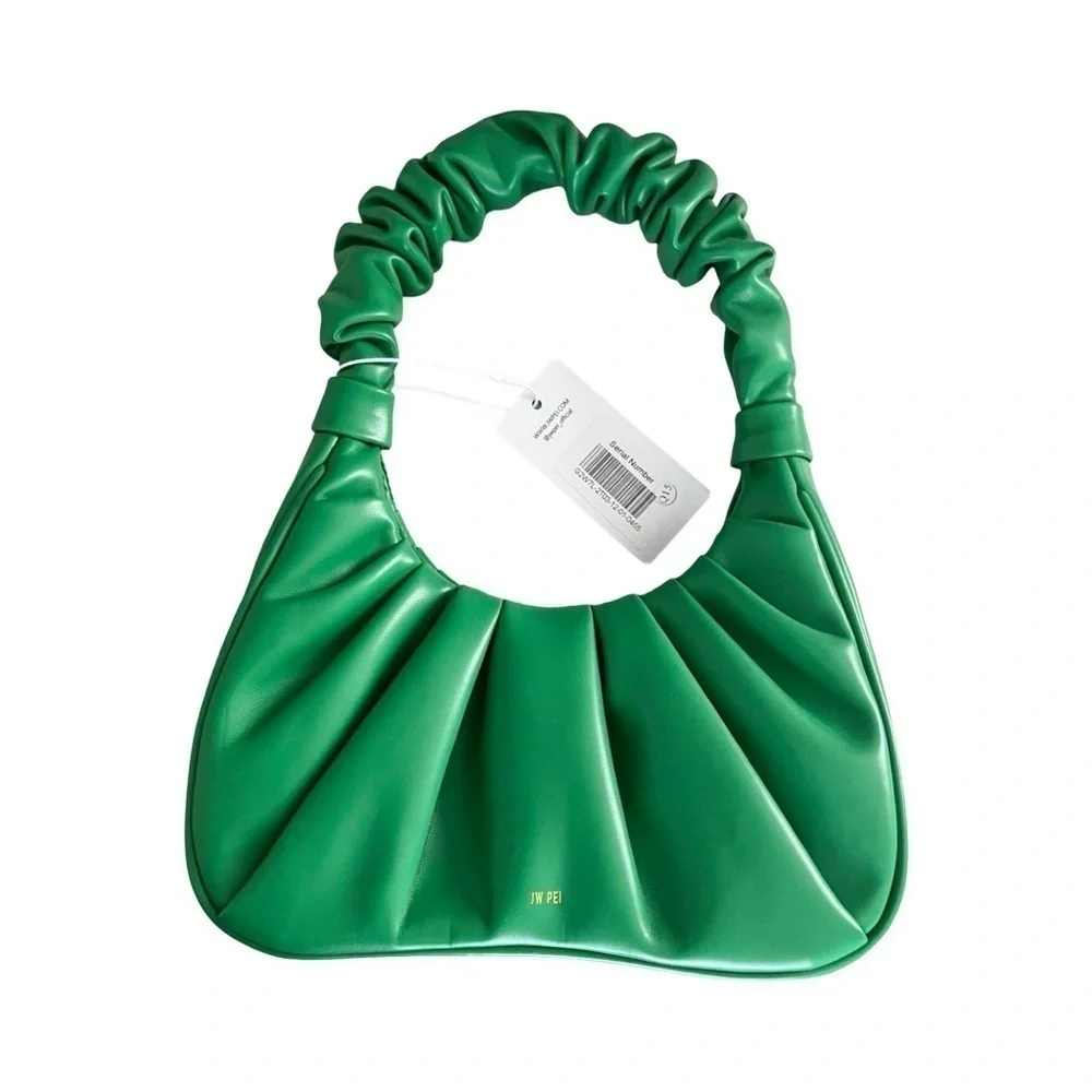 NWT JW PEI Gabbi Ruched Vegan Shoulder Bag in Grass Green